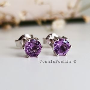 1.80CT. Natural purple amethyst stud earrings in sterling silver